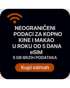 NEOGRANIČENI PODACI ZA KOPNINSKU KINU I MAKAO 5 DANA eSIM KARTICA 5 GB BRZIH PODATAKA