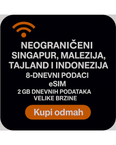 NEOGRANIČENI SINGAPUR, MALEZIJA, TAJLAND I INDONEZIJA 8-DNEVNI PODACI eSIM 2 GB DNEVNIH PODATAKA VELIKE BRZINE