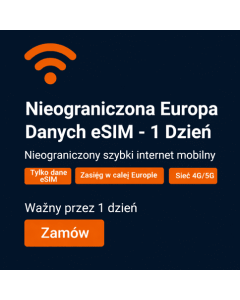 Nielimitowane dane eSIM w Europie – 1 dzień