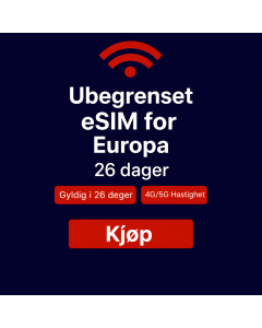 UBEGRENSET DATA I EUROPA – 26 DAGER