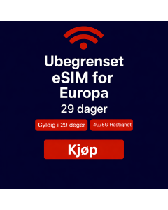 UBEGRENSET DATA I EUROPA – 29 DAGER