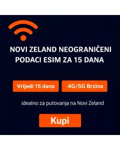 Neograničena eSIM kartica za Novi Zeland 15 dana