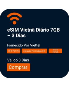 Encomende um eSIM da Viettel de 3 Dias: Plano de 7GB Diários para o Vietname