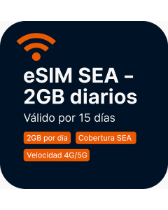 Quince días de vozdatos eSIM (Dos GB al día ilimitados)