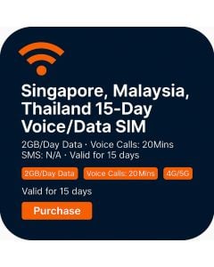 Singapore, Malaysia, Thailand 15-Day Voice/Data SIM(2GB daily Unlimited + 20 Minutes