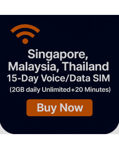 Singapore, Malaysia, Thailand, and Indonesia 15-Day Voice/Data SIM (2GB daily Unlimited + 20 Minutes)