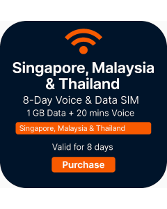 Singapore, Malaysia, Thailand 8-Day eSIM