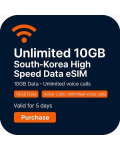Unlimited 10GB South-Korea High Speed Data eSIM