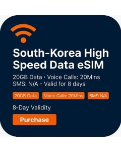 Unlimited 20GB South-Korea High Speed Data eSIM