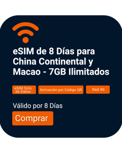 Activa eSIM de 7GB para China y Macao | 8 Días