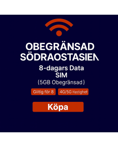 Obegränsad Sydostasien 8-dagars Data eSIM (5GB Obegränsat)
