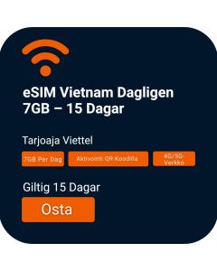 Aktivera eSIM Vietnam (7GB/dag): 15 dagar, direktabonnemang