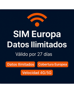 Tarjeta SIM con datos ilimitados por 27 días para Europa