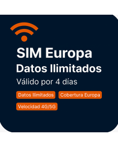 Tarjeta SIM con datos ilimitados por cuatro días para Europa