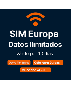 Tarjeta SIM con datos ilimitados por diez días para Europa