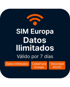 Tarjeta SIM con datos ilimitados por siete días para Europa