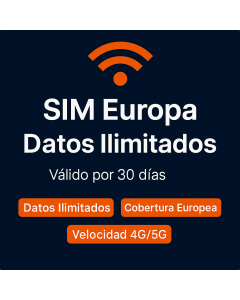 Tarjeta SIM con datos ilimitados por treinta días para Europa