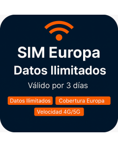 Tarjeta SIM con datos ilimitados por tres días para Europa