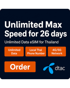  Thailand 26 Days Unlimited Max Speed eSIM 