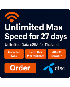 Thailand 27 Days Unlimited Max Speed eSIM