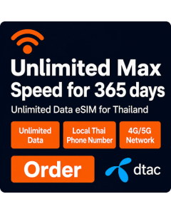 Thailand 365 Days Unlimited Max Speed eSIM