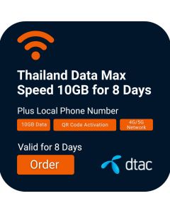 Thailand eSIM - 10GB Data op Maximale Snelheid (8 Dagen)