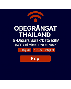 Obegränsad Thailand 8-dagars Data eSIM (5GB Obegränsat)