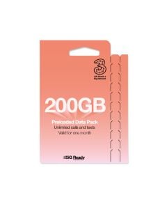 Three Mobile 200gb UK Voice And Data eSIM (Plus 18GB Free Roaming Data)