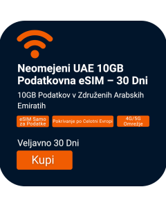 Aktivirajte ZAE Podatkovno eSIM | 10GB Podatkov | 30 Dni