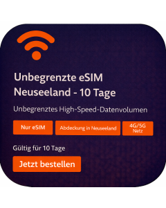 Unbegrenzte eSIM Neuseeland - 10 Tage