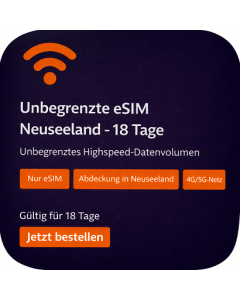 Unbegrenzte eSIM Neuseeland - 18 Tage