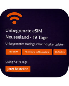 Unbegrenzte eSIM Neuseeland - 19 Tage