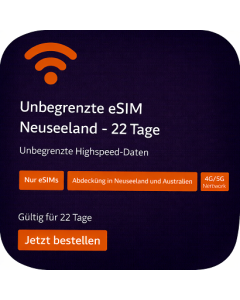 Unbegrenzte eSIM Neuseeland - 22 Tage