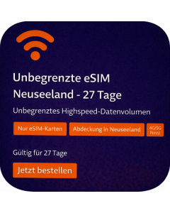 Unbegrenzte eSIM Neuseeland - 27 Tage
