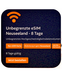 Unbegrenzte eSIM Neuseeland - 8 Tage