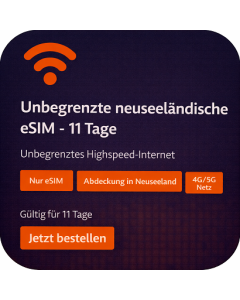 Unbegrenzte neuseeländische eSIM – 11 Tage