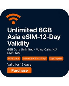 Unlimited 6GB Asia eSIM – 12-Day Validity