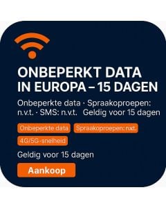 ONBEPERKT DATA IN EUROPA – 15 DAGEN