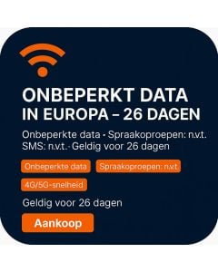 ONBEPERKT DATA IN EUROPA – 26 DAGEN