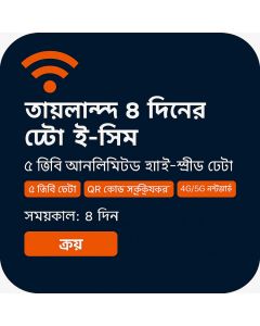 আনলিমিটেড থাইল্যান্ড ৮-দিনের ডাটা ইসিম (৫জিবি আনলিমিটেড)