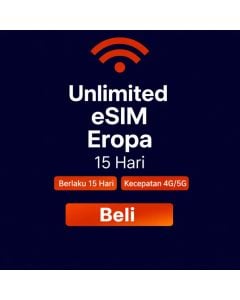 Paket data Eropa tak terbatas selama 15 hari.