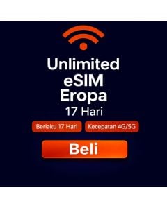 Paket data Eropa tak terbatas selama 17 hari.