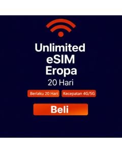 Paket data Eropa tak terbatas selama 20 hari.