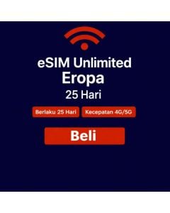 Paket data Eropa tak terbatas selama 25 hari.
