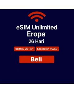 Paket data Eropa tak terbatas selama 26 hari