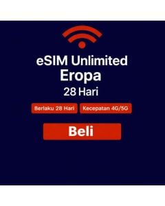 Paket data Eropa tak terbatas selama 28 hari.