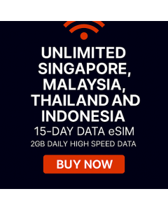 Best Singapore, Malaysia, Thailand and Indonesia 2GB eSIM 15 Days