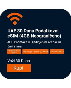 Aktivacija UAE 30 Dana eSIM Za Internet (4GB Neograničeno)
