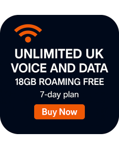 UNLIMITED UK VOICE AND DATA (18GB ROAMING FREE)