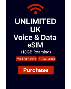 UNLIMITED UK VOICE AND DATA (18GB ROAMING FREE)